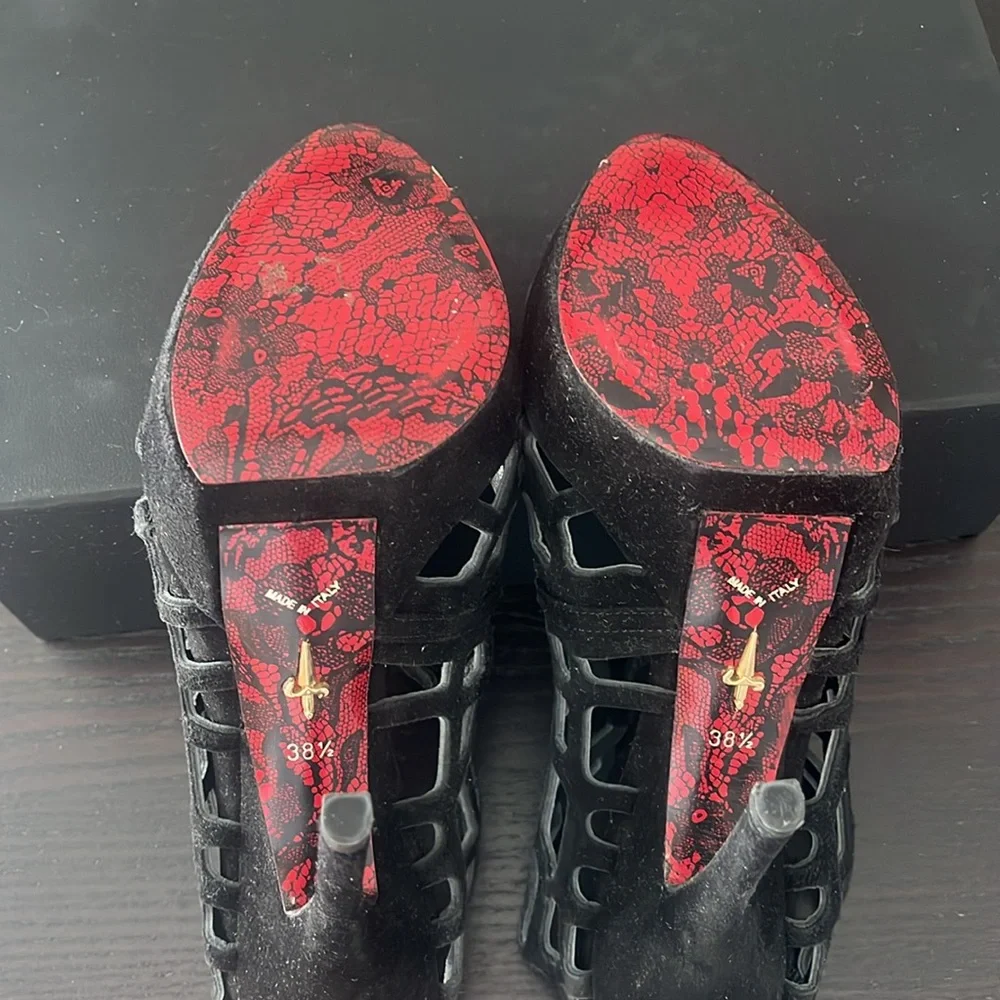 CESARE PACIOTTI Black Suede Platform Sandals - Picture 7 of 7